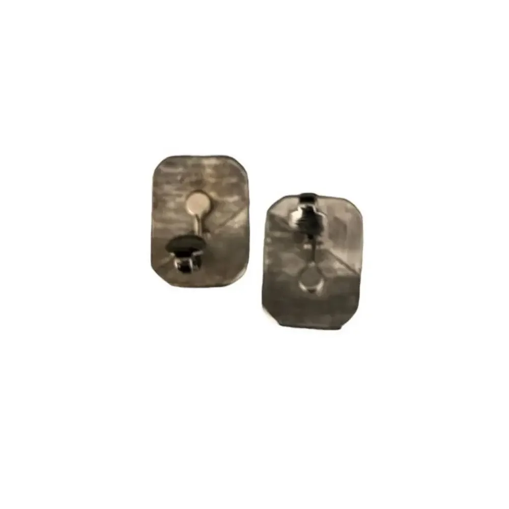 Vintage Clip-on Earrings Black Gray Enamel